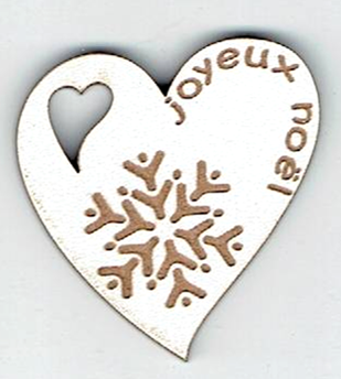 Bouton Décoratif Coeur Flocon de Neige