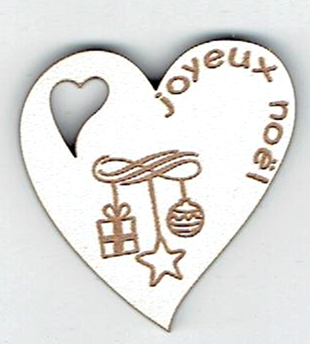 Bouton Décoratif Coeur Boules de Noël