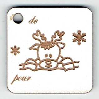 Bouton Décoratif Etiquette Cadeau Renne