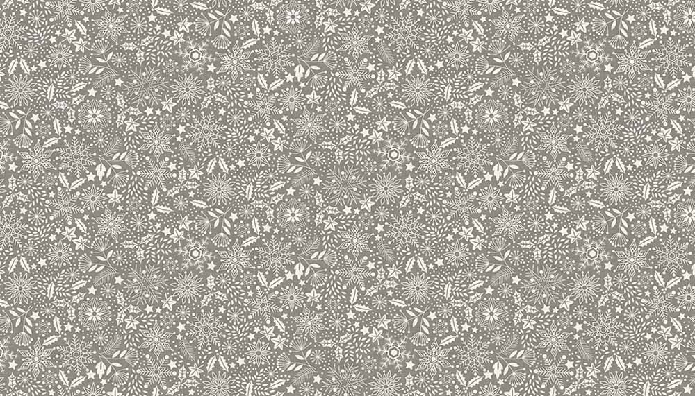 Tissu Patchwork Noël Scandi, Snowflake Gris, Coupon