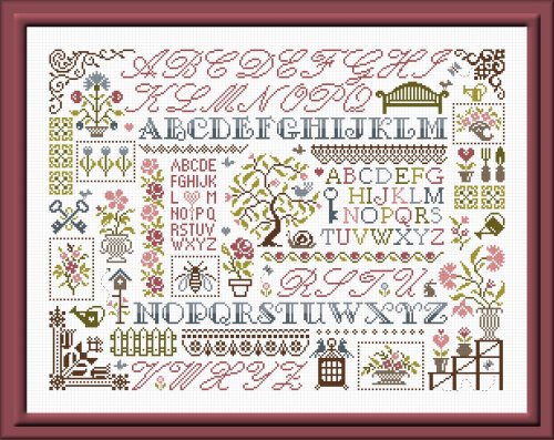Modèle Points Comptés - Sampler aux Fleurs