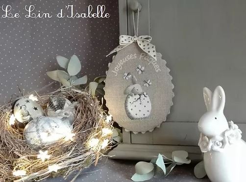 Modèle Points Comptés - Lapin Oeuf de Pâques