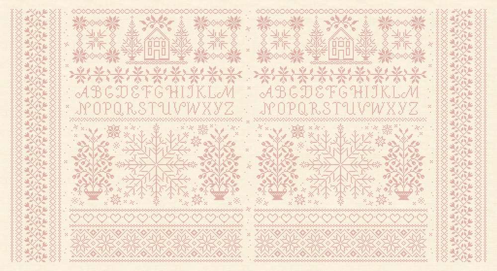 Tissu Patchwork Noël Homestead Redwork, Panneau