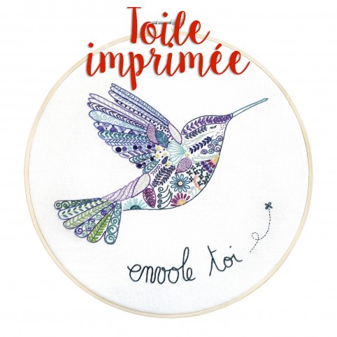 Kit Broderie "Envole-Toi Joli Colibri" - Toile Imprimée