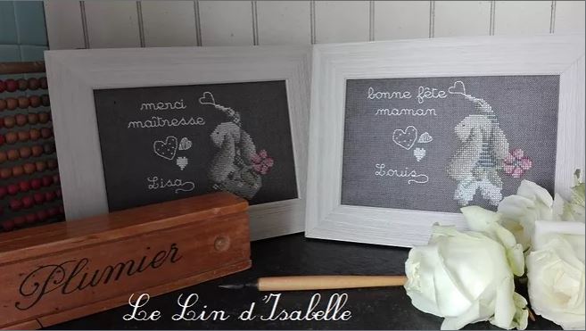 Modèle Points Comptés - Ardoise "Lapin Messager"