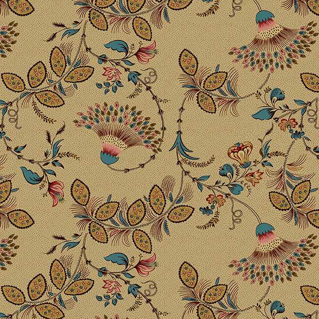 Tissu Patchwork Lille Fan Floral Caramel
