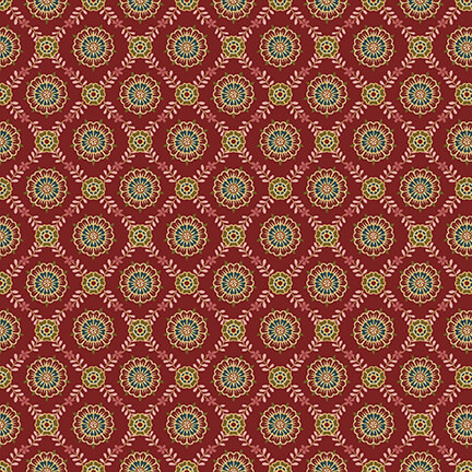 Tissu Patchwork Lille Medallion Lattice Rouge