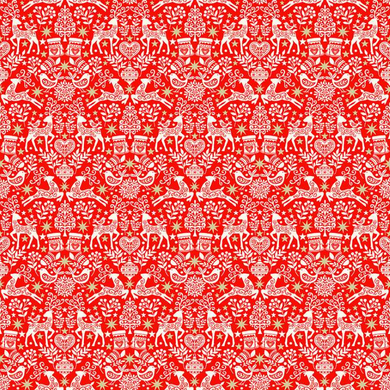 Tissu Patchwork Scandi Rennes Rouge, Coupon