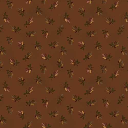 Tissu Patchwork Chocolate Covered Cherries Chestnut Sprigged Blooms