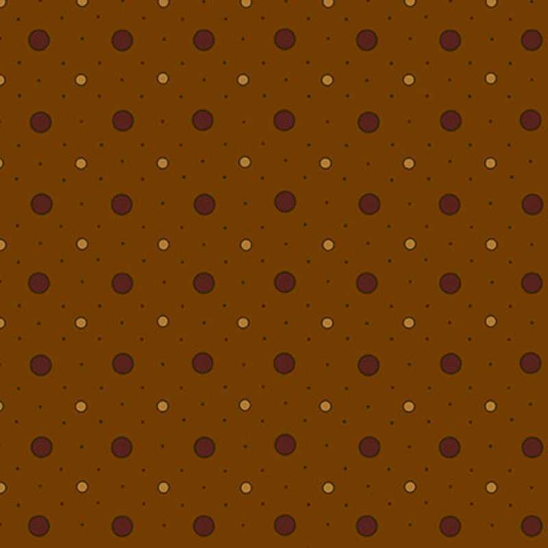 Tissu Patchwork Chocolate Covered Cherries Chestnut Dots and Rings