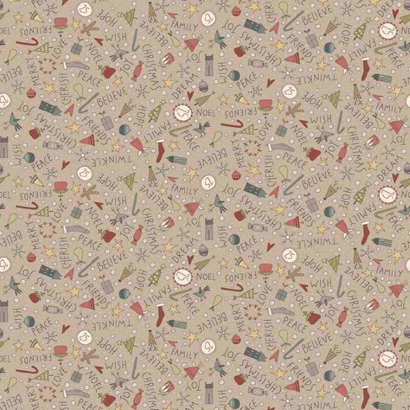 Tissu Patchwork O Christmas Tree Novelty Toss Taupe, Coupon