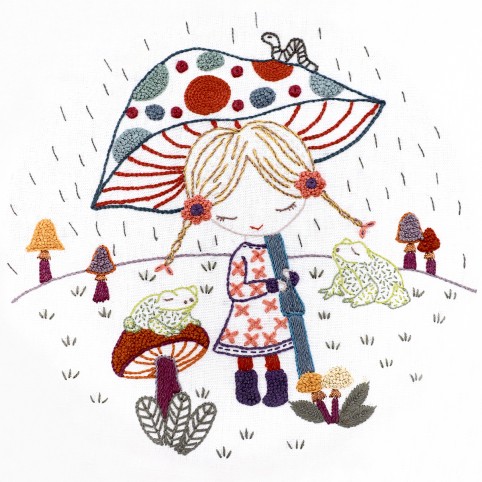 Kit Broderie &quot;Pluie, Pluie et Parapluie&quot;