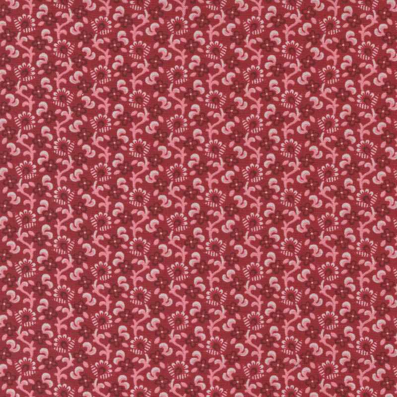 Tissu Patchwork The Flower Farm Fleurs Rouge, Coupon