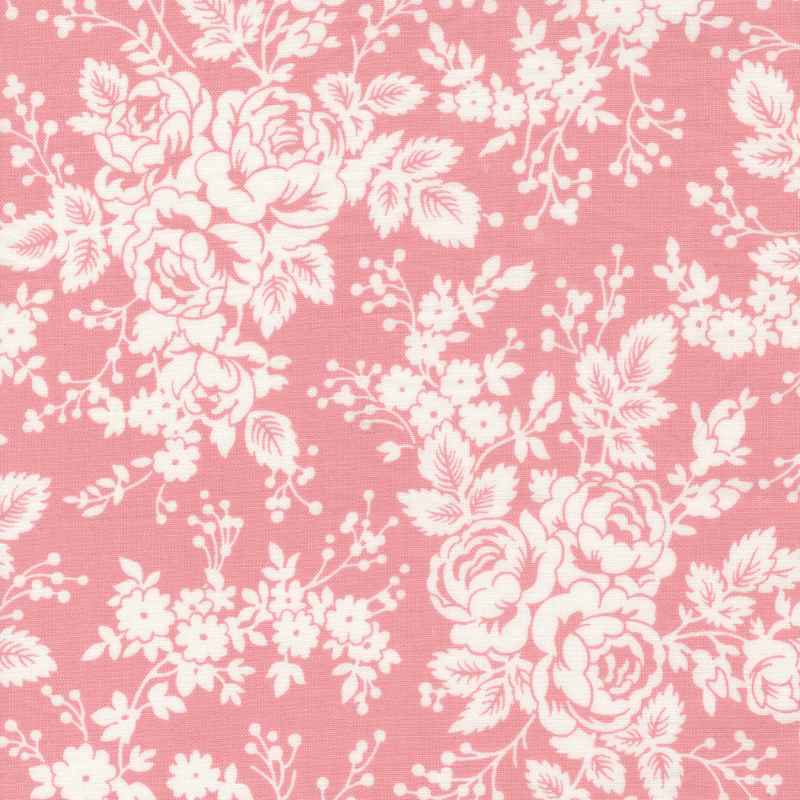 Tissu Patchwork The Flower Farm Grandes Fleurs Rose Clair, Coupon