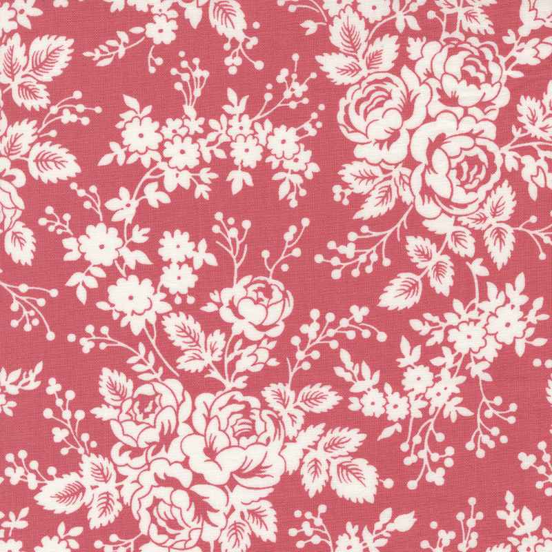 Tissu Patchwork The Flower Farm Grandes Fleurs Rose, Coupon