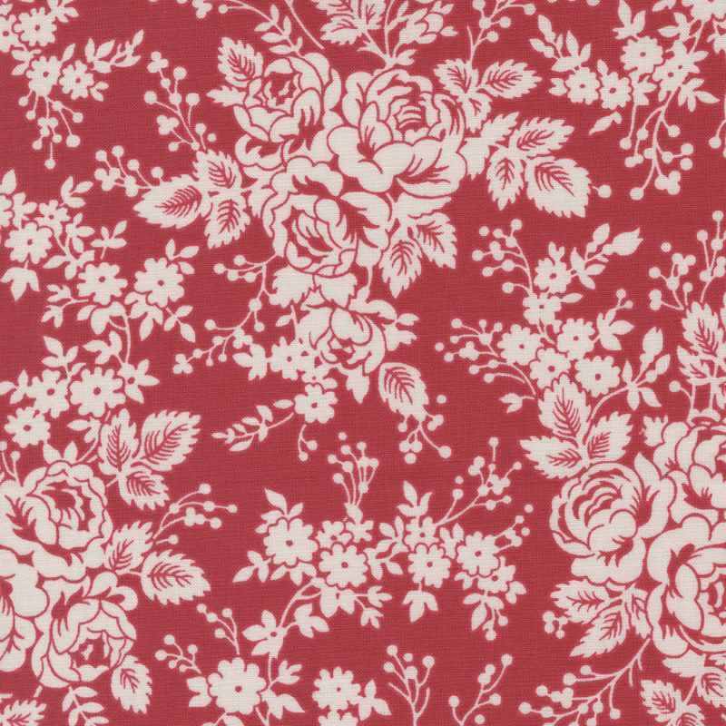 Tissu Patchwork The Flower Farm Grandes Fleurs Rouge, Coupon
