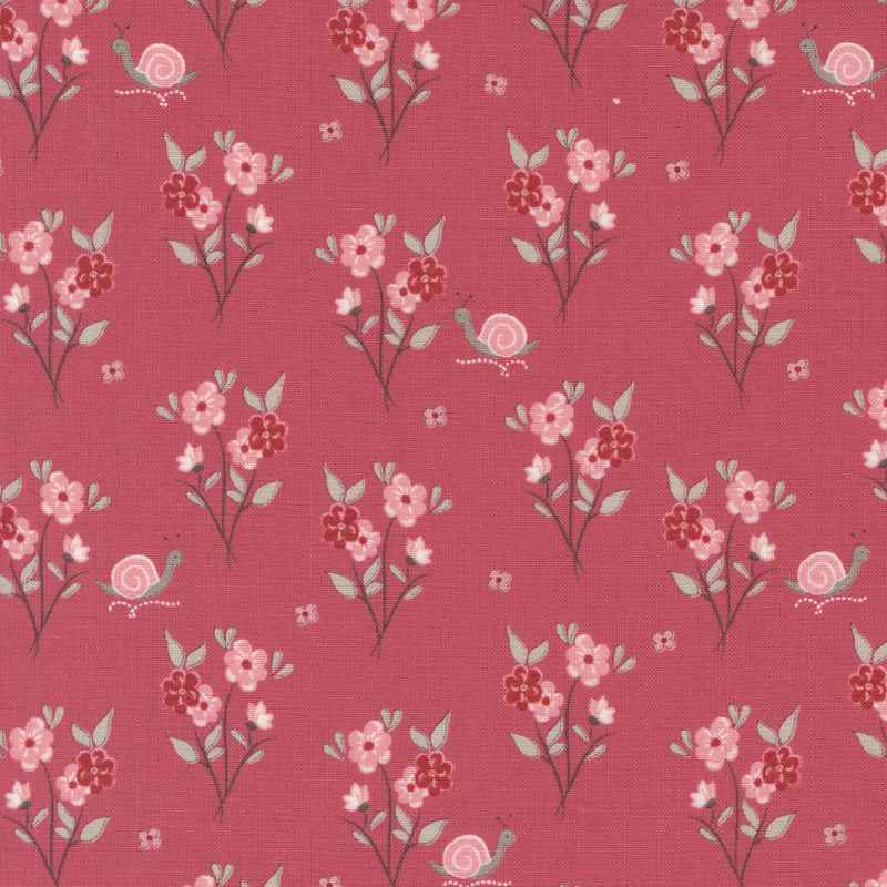 Tissu Patchwork The Flower Farm Jardin de Fleurs Rose, Coupon