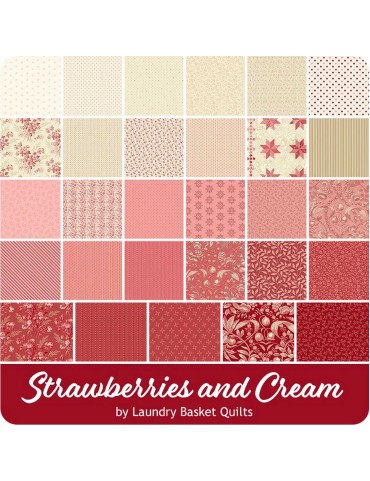 Tissu Patchwork Strawberry & Cream Collection, 29 Coupons 25x55cm