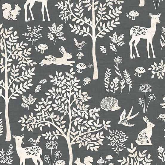 Tissu Patchwork Woodland _ Forest, Grey, Coupon