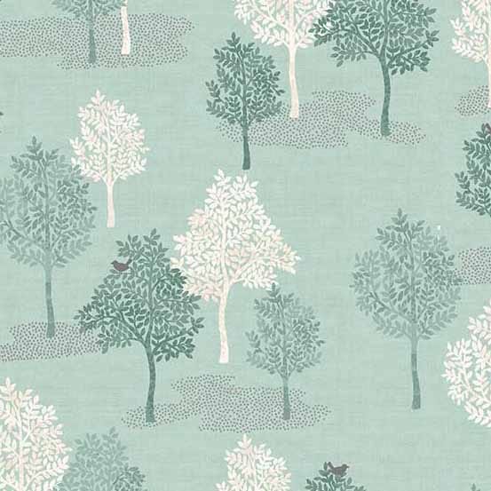 Tissu Patchwork Woodland _ Trees, Turquoise, Coupon