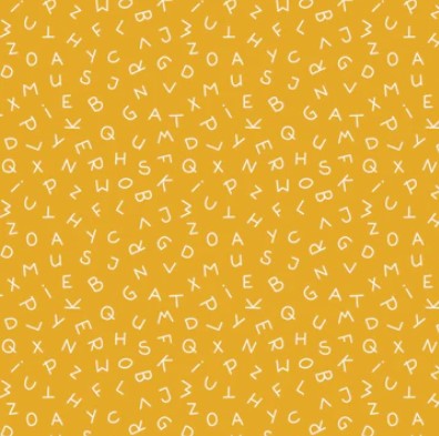 Tissu Patchwork Forward to the Past "ABC" Moutarde