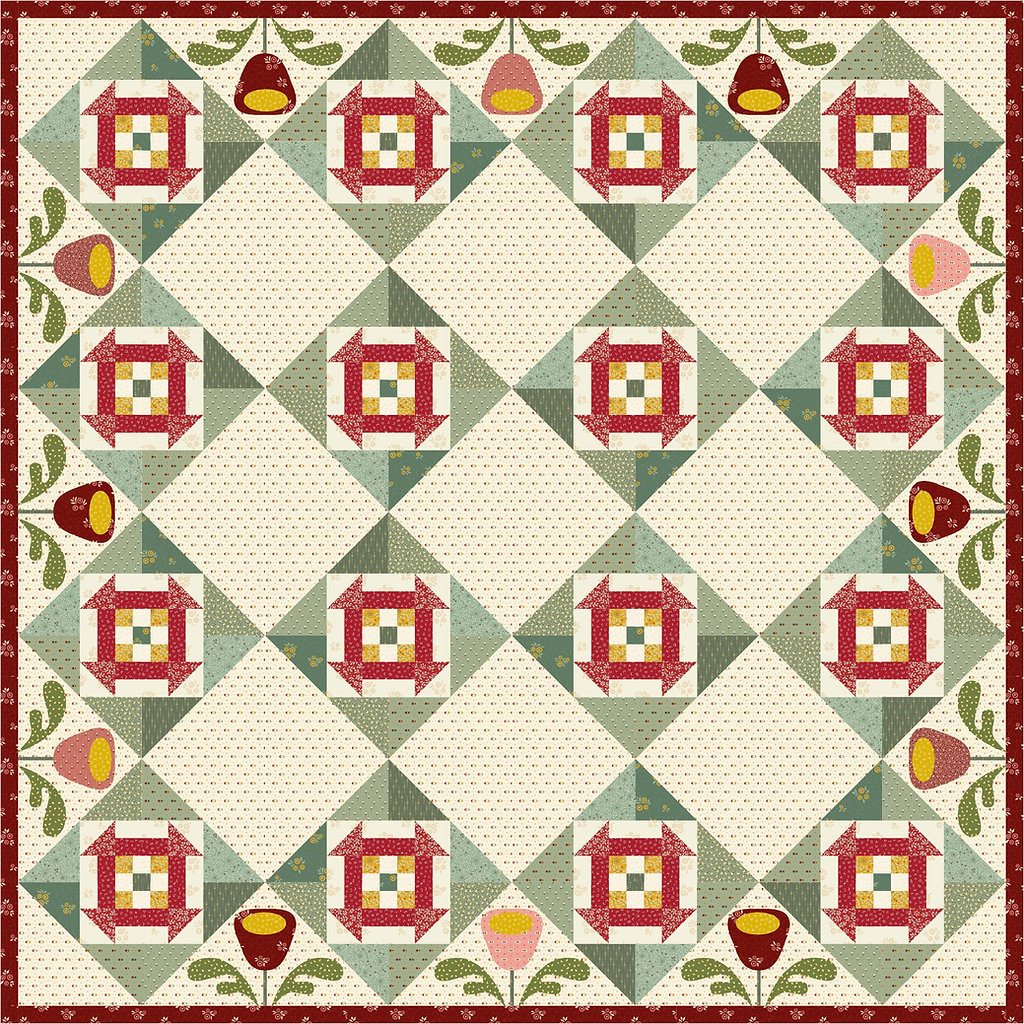 Modèle de Patchwork "Flower Garden - Quilt & Chemin de Table" EQP