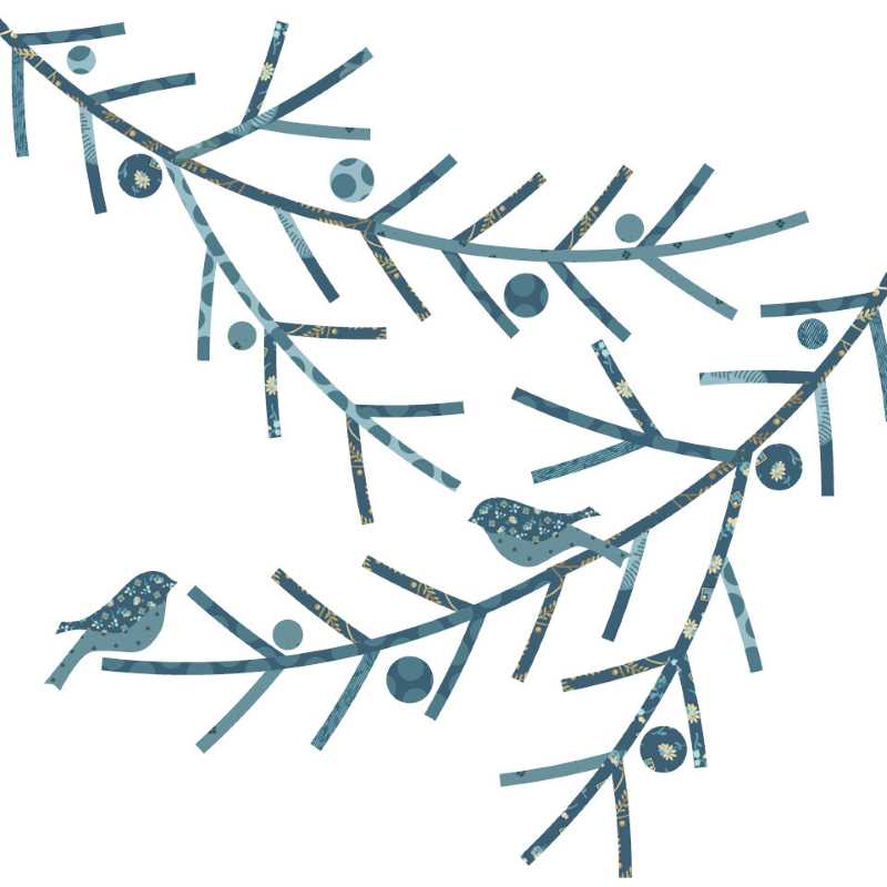 Silhouettes Holiday Branch Blue Sky Edyta Sitar