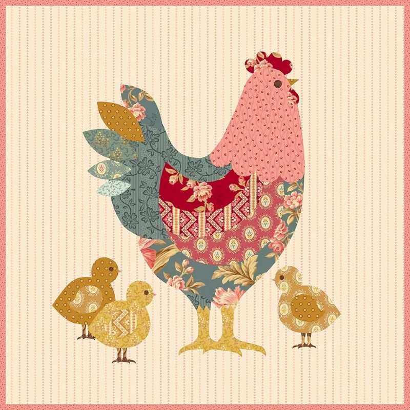 Modèle Patchwork Coussin Poule Edyta Sitar