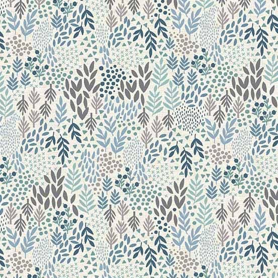 Tissu Patchwork Woodland _ Leaves, Grey, Coupon