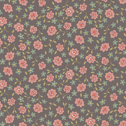 Tissu Patchwork "Market Garden" Tossed Posies Raisin