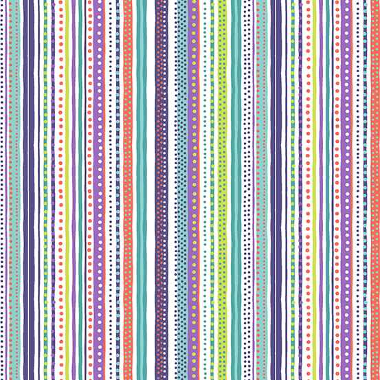 Tissu Patchwork Dinosaure rayure Lilas