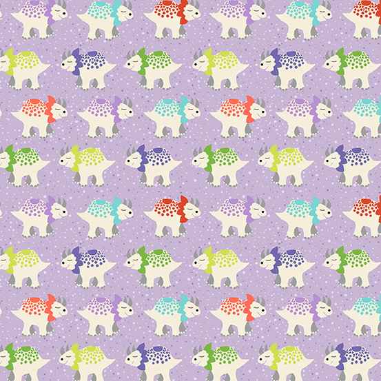 Tissu Patchwork Dinosaure Triceratop Lilas
