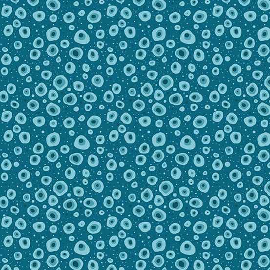 Tissu Patchwork Dinosaure Empreintes Bulles Bleues, Coupon