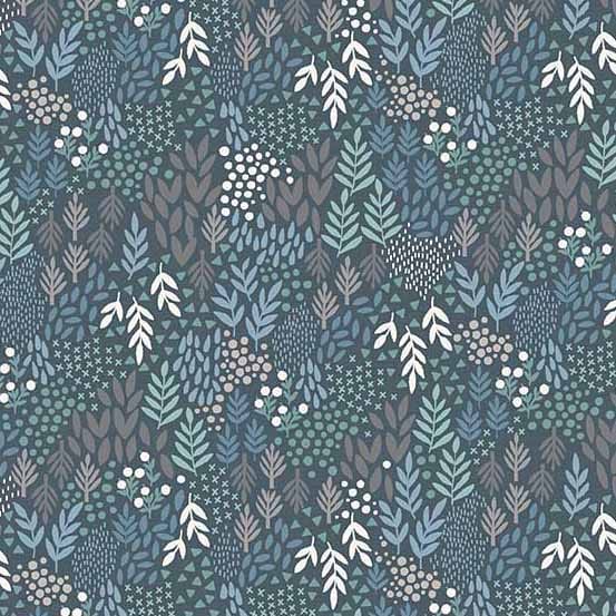Tissu Patchwork Woodland _ Leaves, Dark Blue