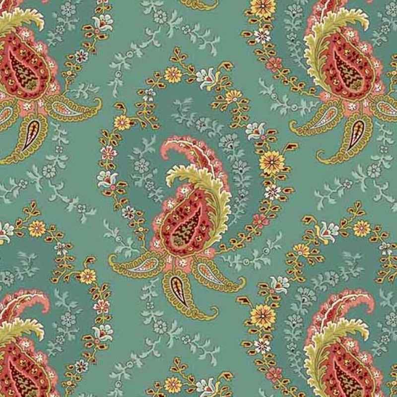 Tissu Patchwork Primrose Paisley Teal