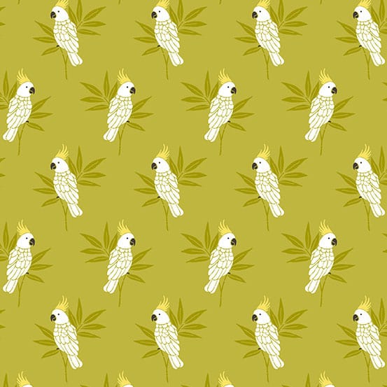 Tissu Patchwork Monsoon _ Green Cockatoo, Coupon