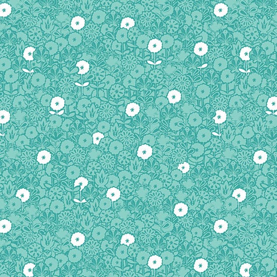 Tissu Patchwork Monsoon _ Turquoise Lillipop Flower