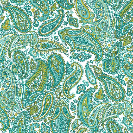 Tissu Patchwork Monsoon _ Turquoise Paisley, Coupon