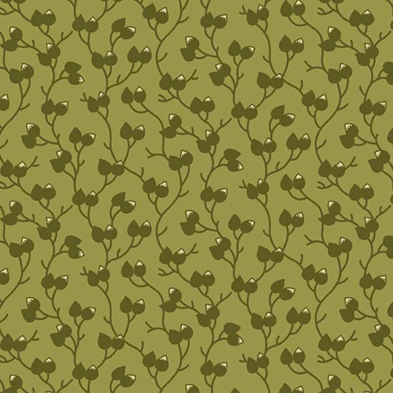 Tissu Patchwork Green Thumbs Climbing Buds Olive, Coupon