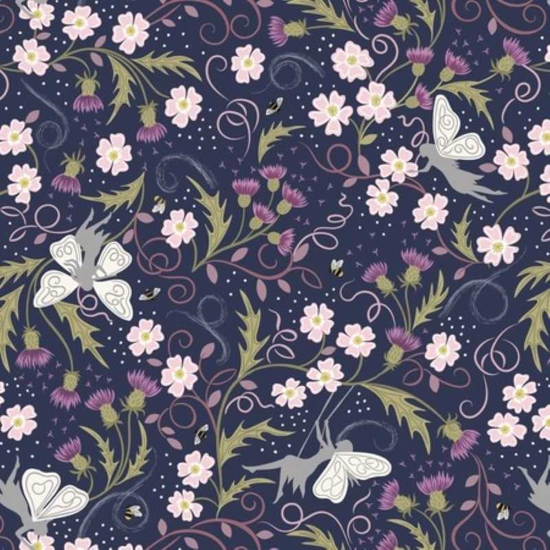 Tissu Patchwork Celtic Faeries - Faeries on dark blue