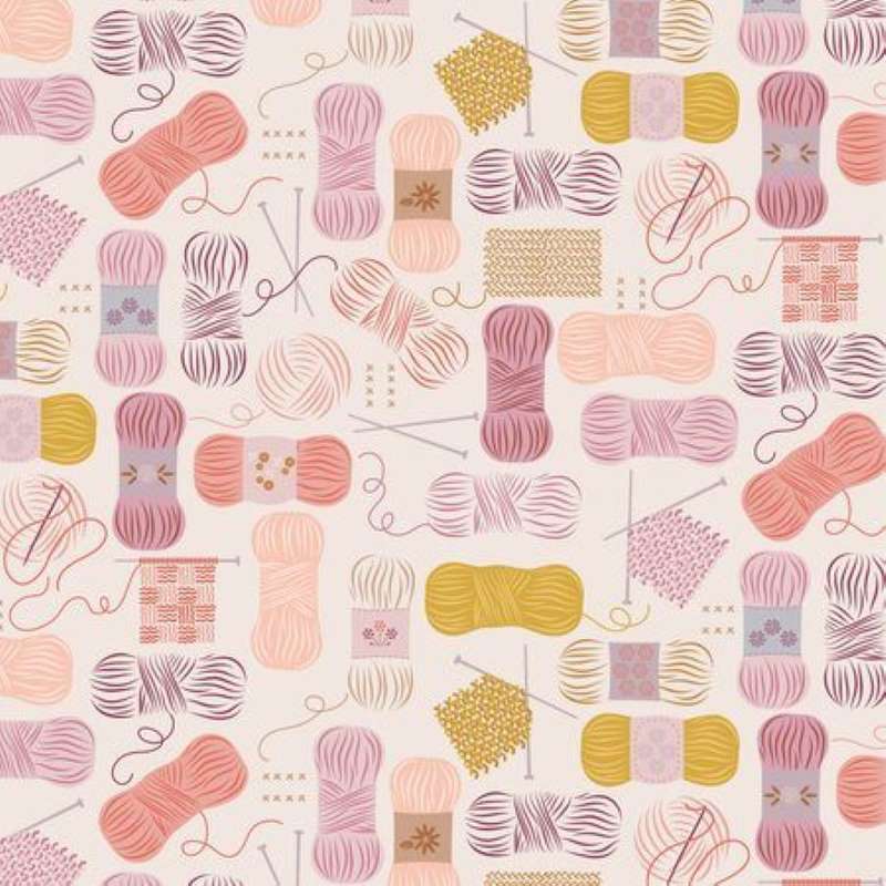 Tissu Patchwork Memory Made - Clickety Clack Taupe