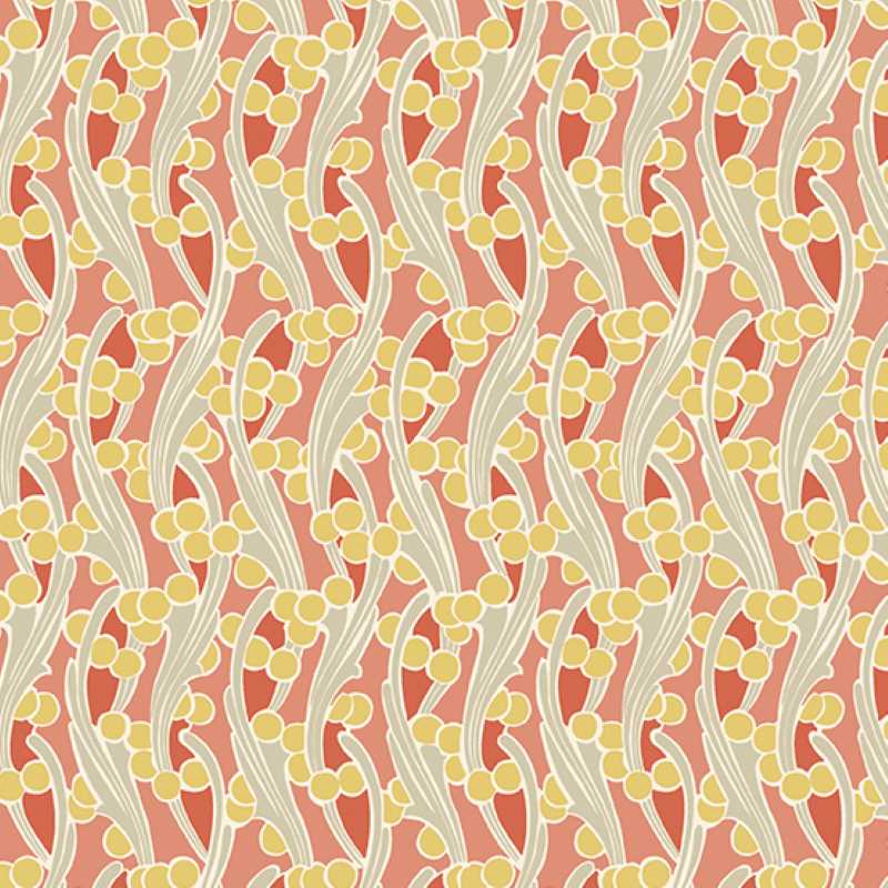 Tissu Patchwork Fleur Nouveau "Seawed Orange"