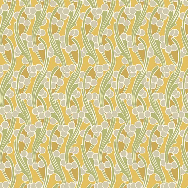 Tissu Patchwork Fleur Nouveau "Seawed Yellow", Coupon
