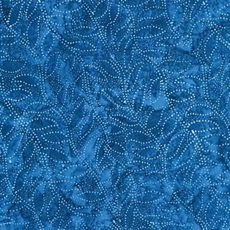 Tissu Patchwork Batik Kasuri Feuillage Denim, Coupon