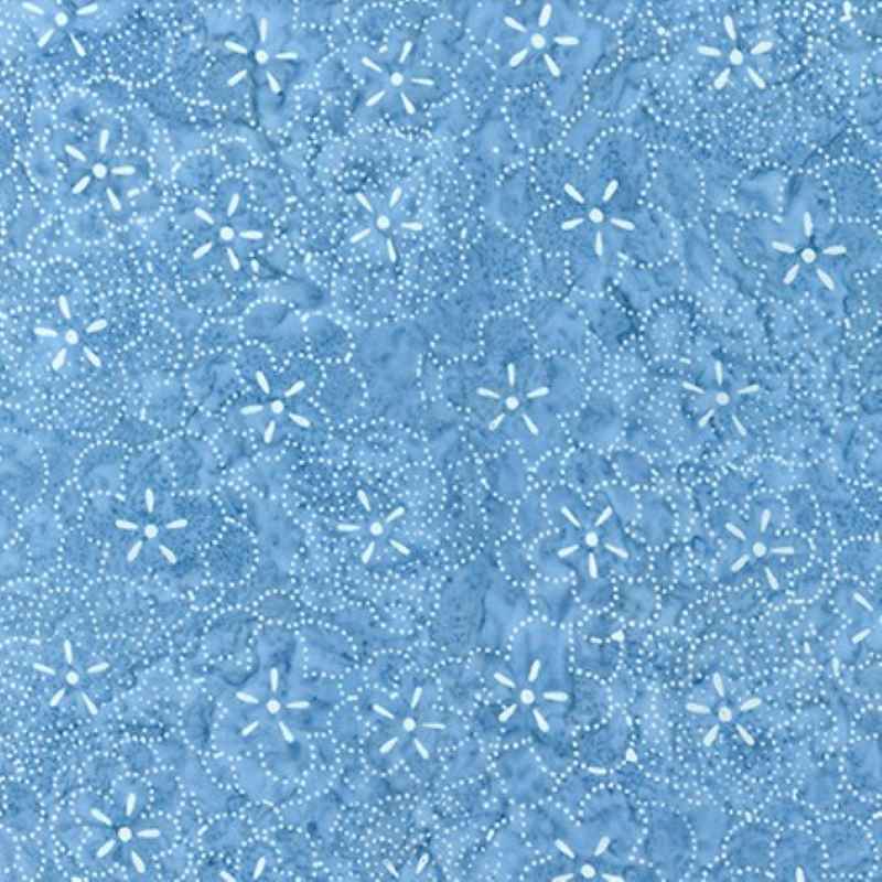 Tissu Patchwork Batik Kasuri Fleur Denim, Coupon
