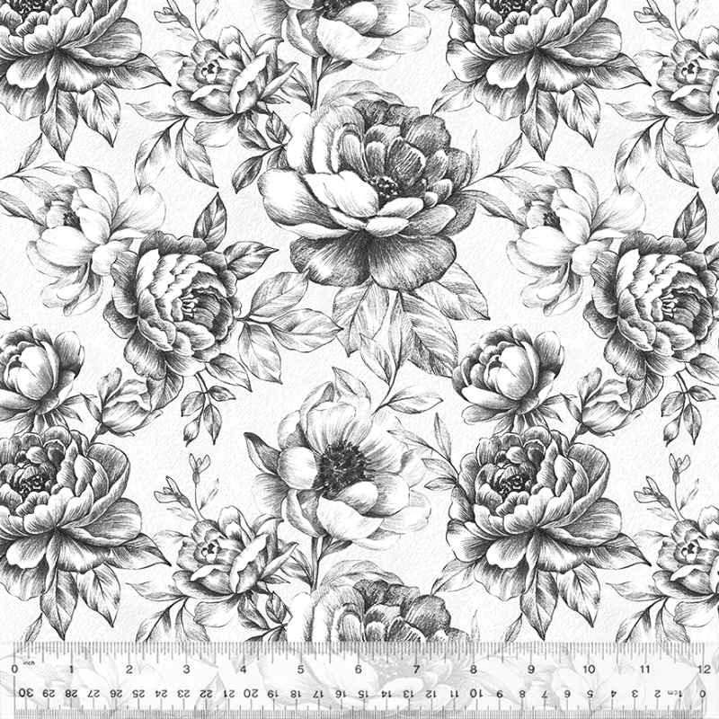 Tissu Patchwork Idylwide Full Bloom White