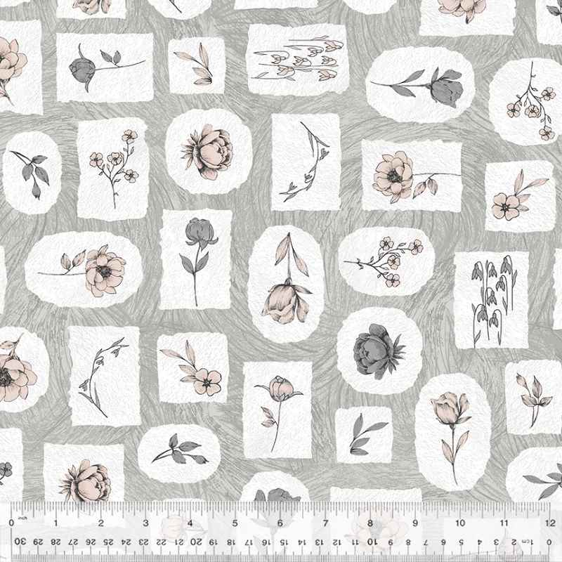 Tissu Patchwork Idylwide Scrapbook Grey