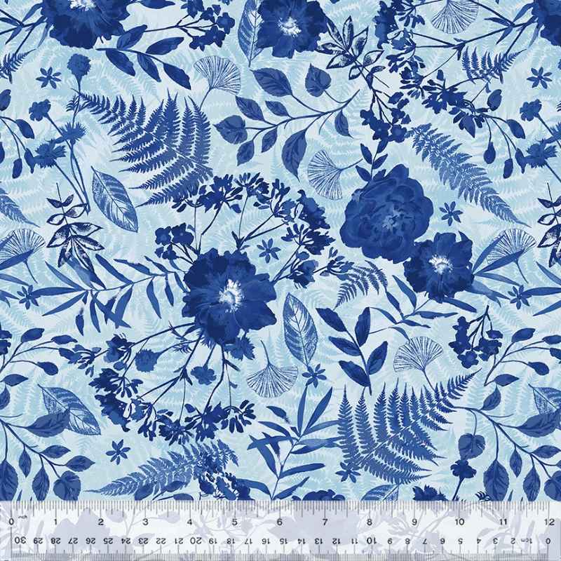 Tissu Patchwork Botanical Blues Flower Press
