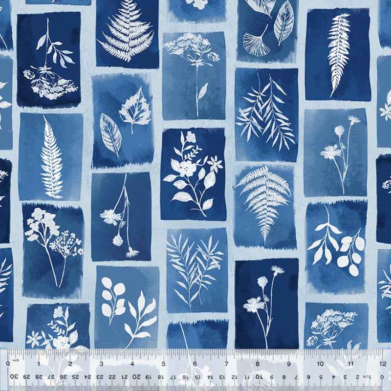 Tissu Patchwork Botanical Blues Cyanotype