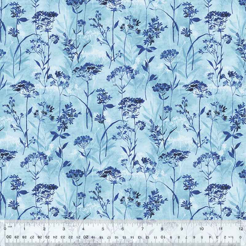Tissu Patchwork Botanical Blues Wild Flowers, Coupon
